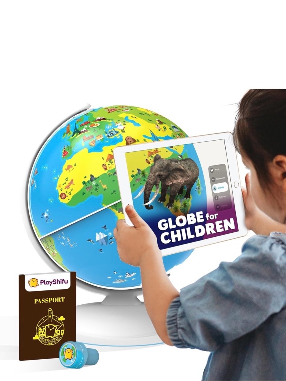 Children's Illustrated World Globe - Blue & Green